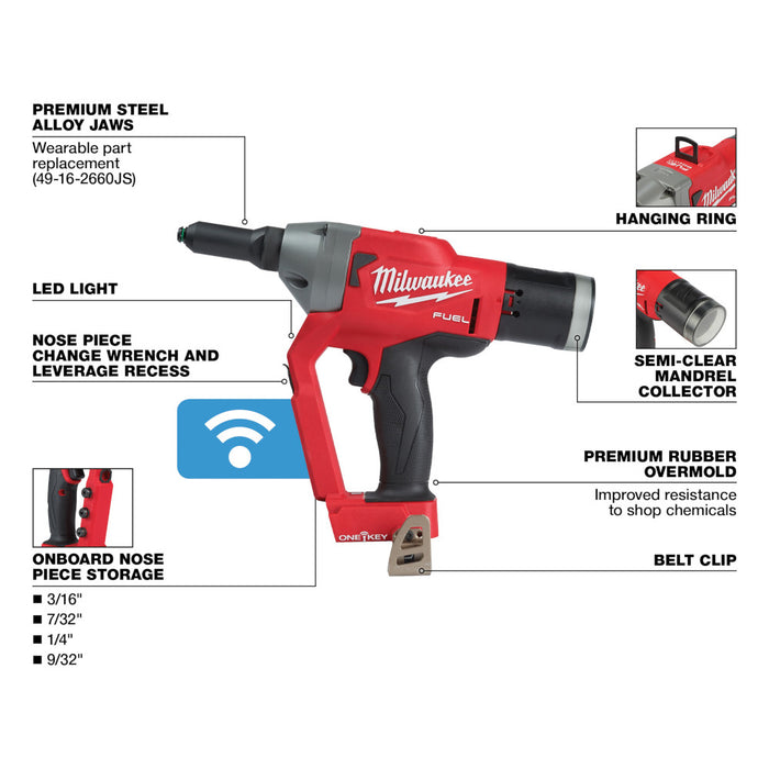 MILWAUKEE M18 FUEL™ 1/4" Blind Rivet Tool w/ ONE-KEY™ (Tool Only)