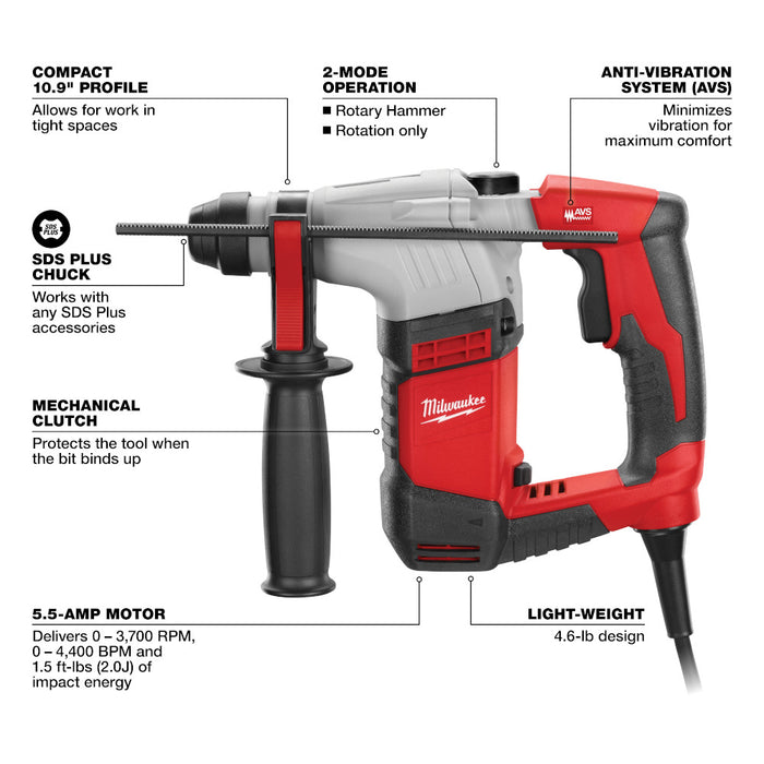 MILWAUKEE 5/8" SDS PLUS Rotary Hammer w/ Case