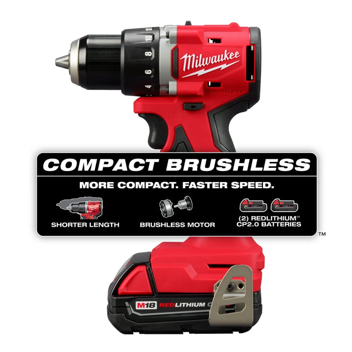 Milwaukee M18 Compact Brushless 1/2" Drill/Driver Kit 3601-22CT