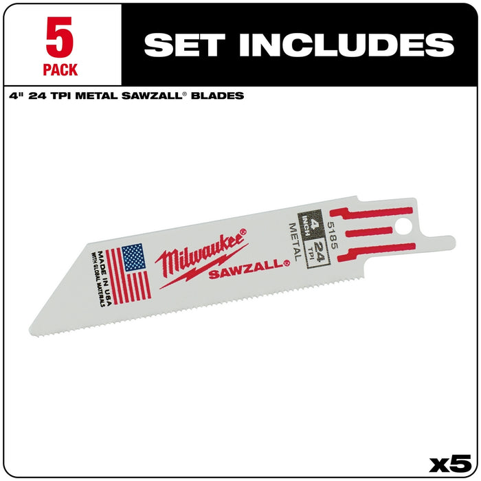 MILWAUKEE 24 TPI SAWZALL® Standard Metal Blades For EMT / Tube & Sheet Metal
