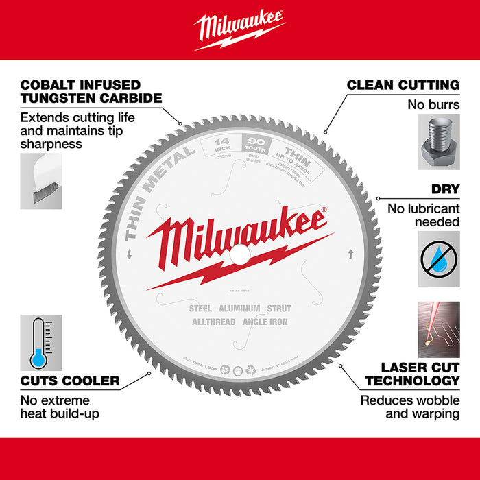 MILWAUKEE 14" 90T Circular Saw Metal Cutting Blade
