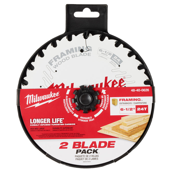 MILWAUKEE 6-1/2" 24T Circular Saw Wood Cutting Blade (2 PACK)