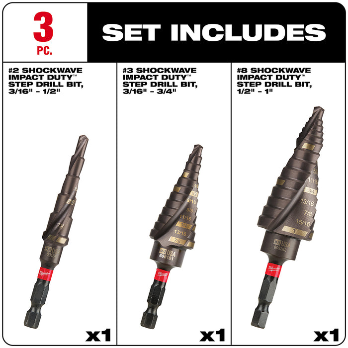 MILWAUKEE 3 PC. SHOCKWAVE™ IMPACT DUTY™ Mechanical Kit (#2, #3, #8)