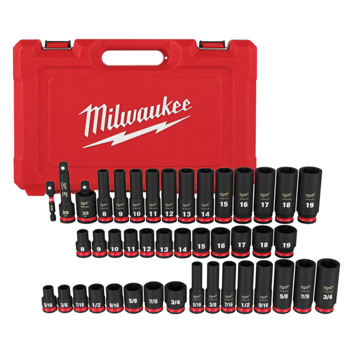 MILWAUKEE 43 PC. SHOCKWAVE IMPACT DUTY 3/8" Drive SAE & Metric Deep 6 Point Socket Set