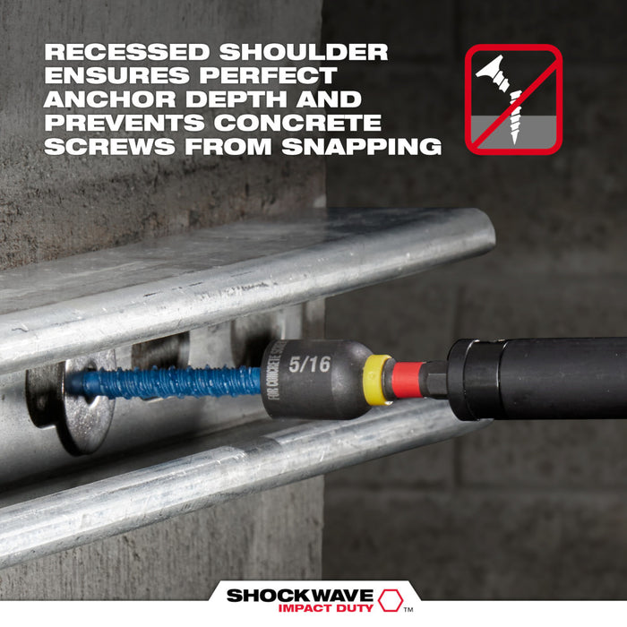 MILWAUKEE 7 PIEZAS. Kit de instalación de tornillos para hormigón con broca multimaterial de carburo SHOCKWAVE IMPACT DUTY™