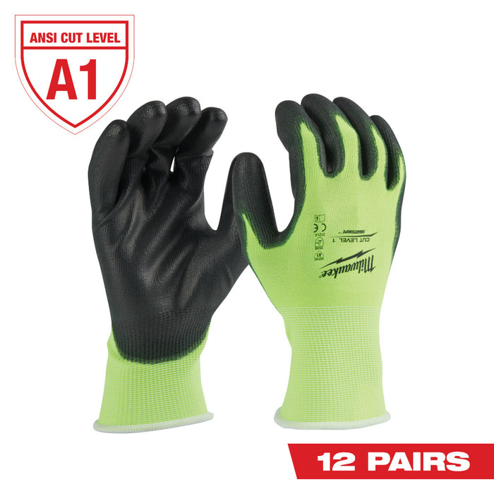 CUT 1 HI VIS GLOVE 12PK - L