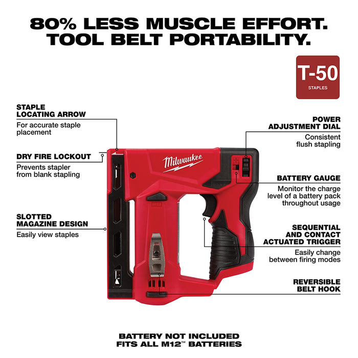 MILWAUKEE M12™ 3/8" Crown Stapler (Tool Only)