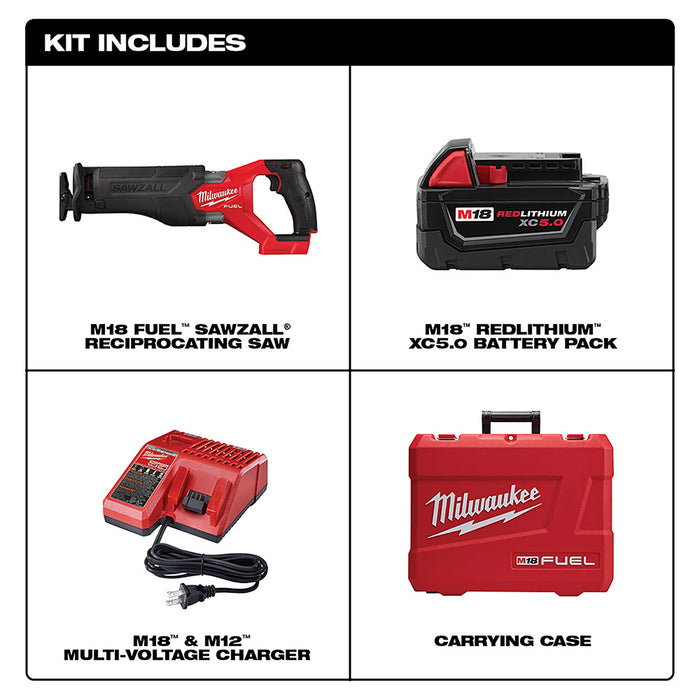 MILWAUKEE M18 FUEL SAWZALL Reciprocating Saw 1 Battery Kit