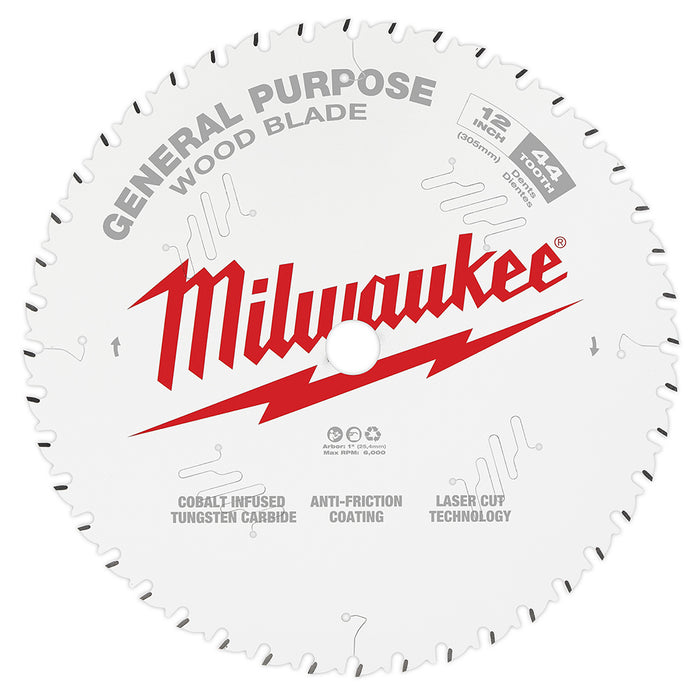 MILWAUKEE 12" 44T Circular Saw Wood Cutting Blade