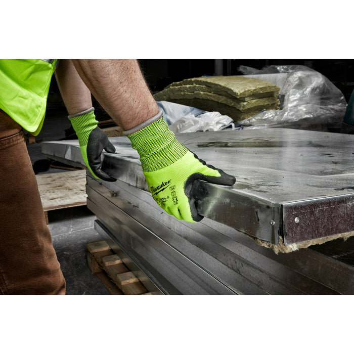 MILWAUKEE High Visibility Cut Level 4 Polyurethane Dipped Gloves
