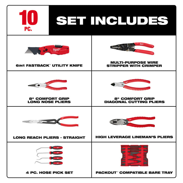 Milwaukee 10pc. Pliers & Pick Set with Tray for PACKOUT™ Drawers 48-22-0159