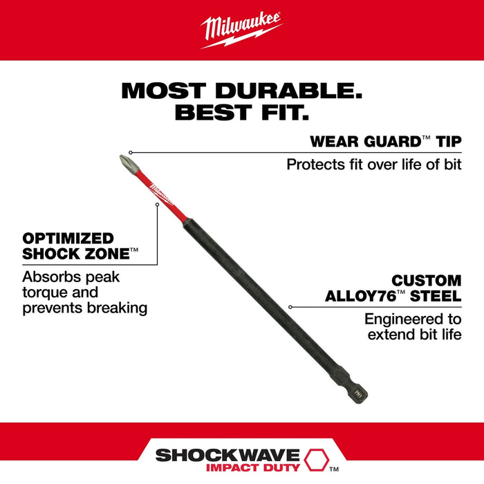 Milwaukee Tools 6" SQ1 Impact Driver Bit 10 Pack 48-32-4214