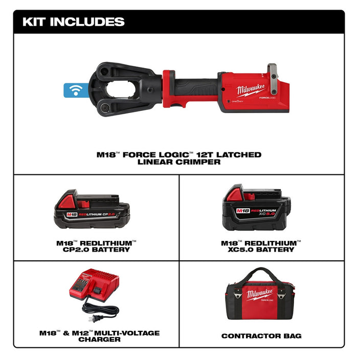 MILWAUKEE M18 FORCE LOGIC 12T Latched Linear Crimper Kit