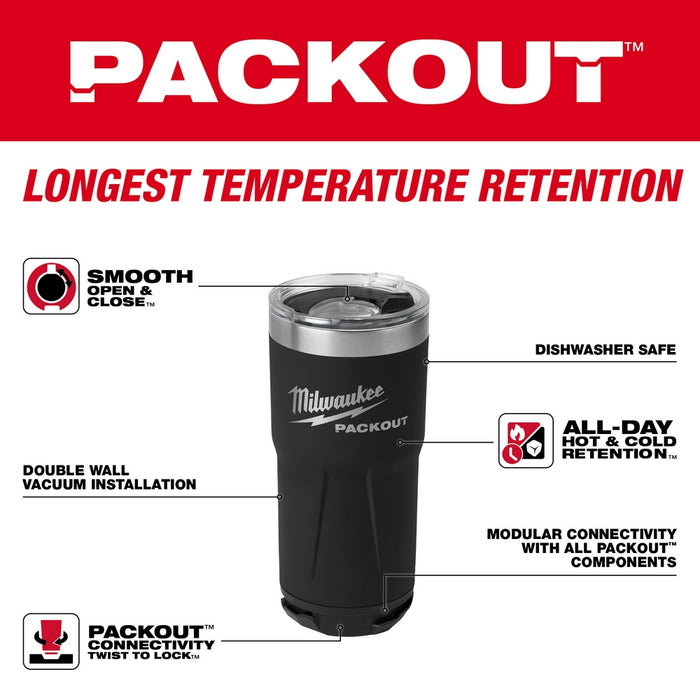MILWAUKEE PACKOUT Black 20oz Tumbler Q4