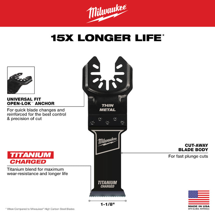 MILWAUKEE 1-1/8" Universal Fit OPEN-LOK™ Titanium Enhanced Bi-Metal Metal Blade (10 PACK)