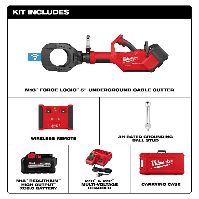 MILWAUKEE M18™ FORCE LOGIC™ 5” Underground Cable Cutter w/ Wireless Remote Kit