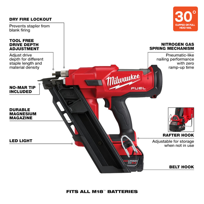 MILWAUKEE M18 FUEL™ 30 Degree Framing Nailer Kit