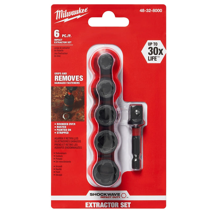Milwaukee Tools 6PC SHOCKWAVE Impact Extrctr Set 48-32-8000