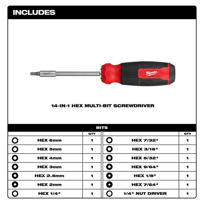 MILWAUKEE 14-IN-1 Hex Multi-Bit Screwdriver