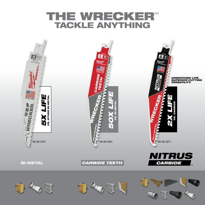 MILWAUKEE 6" 7/11 TPI THE WRECKER™ Multi-Material Blade (5 PACK)