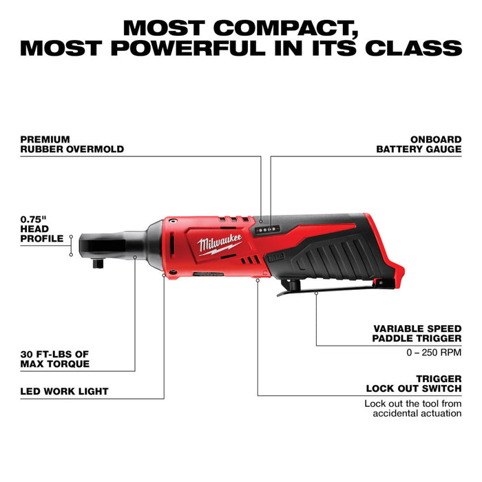 Trinquete MILWAUKEE M12™ de 1/4" (solo herramienta)