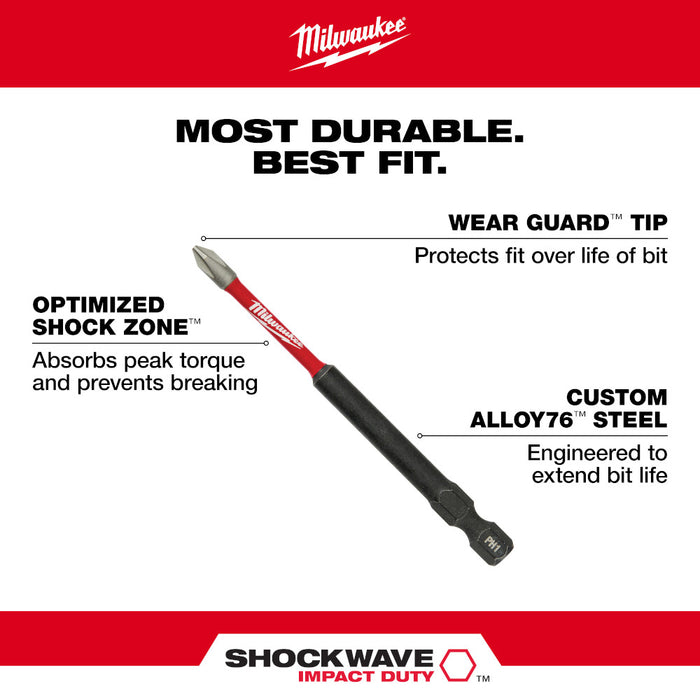 MILWAUKEE 3 PC. SHOCKWAVE IMPACT DUTY™ Magnetic Attachment & PH2 Bit Set