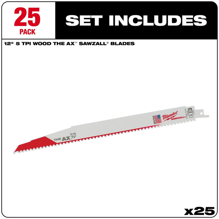 MILWAUKEE 5 TPI THE AX™ Nail Embedded Wood SAWZALL® Blades