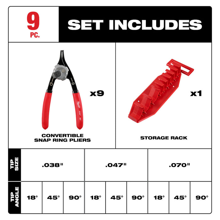 MILWAUKEE 9 PC. Convertible Snap Ring Pliers Set Q4