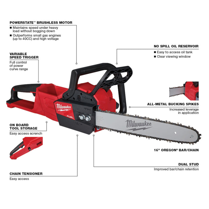 MILWAUKEE M18 FUEL™ 16" Chainsaw (Tool Only)