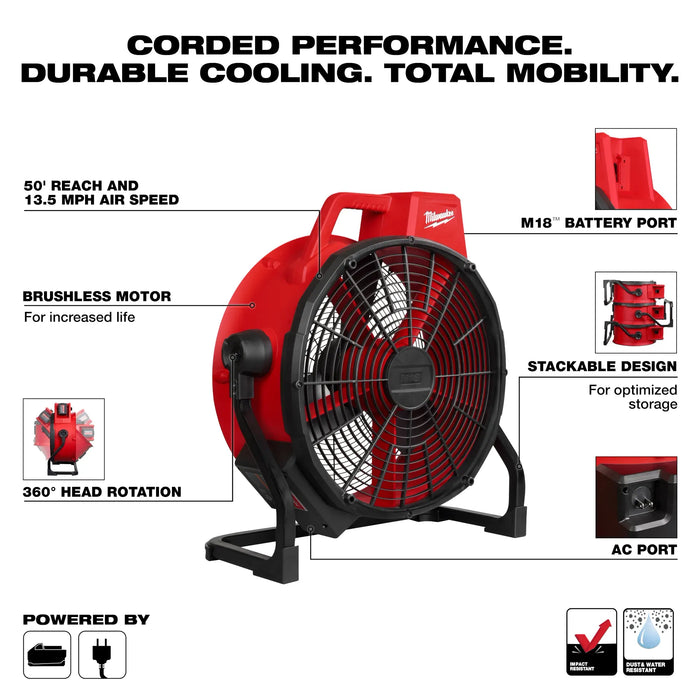 Ventilador MILWAUKEE M18™ de 18" (solo herramienta)