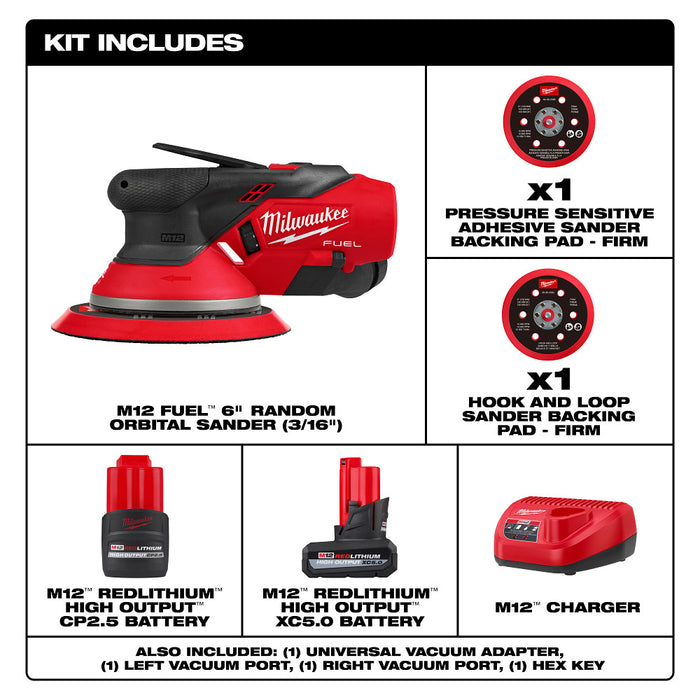 MILWAUKEE M12 FUEL™ 6" (3/16") Random Orbital Sander Kit