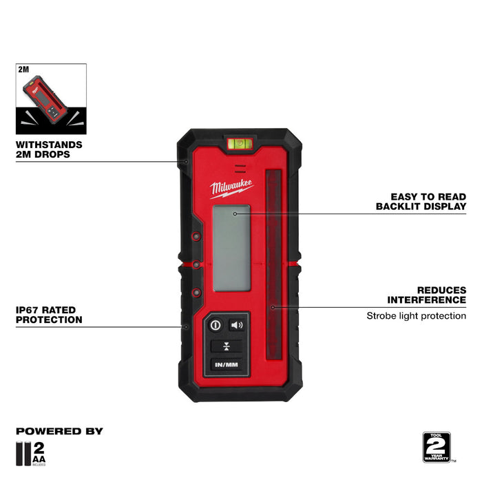 Receptor láser giratorio exterior rojo MILWAUKEE