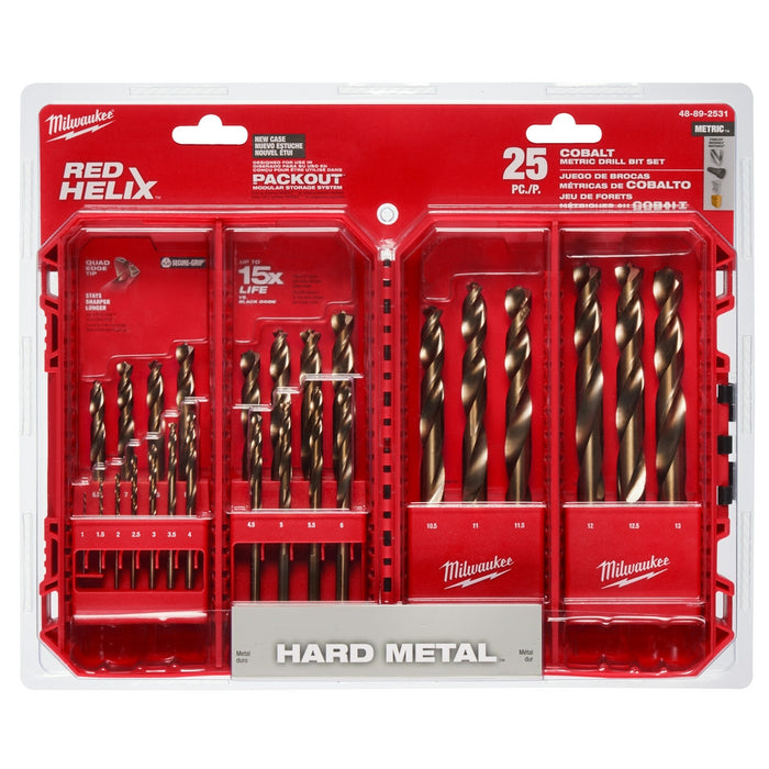 MILWAUKEE 25 PC. RED HELIX™ Cobalt Metric Drill Bit Set