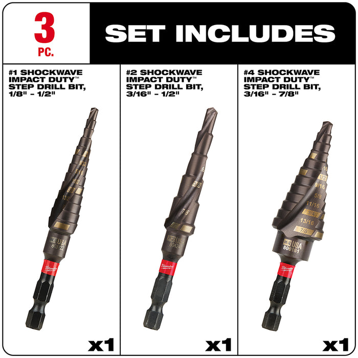 MILWAUKEE 3 PC. SHOCKWAVE™ IMPACT DUTY™ Kit (#1, #2, #4)