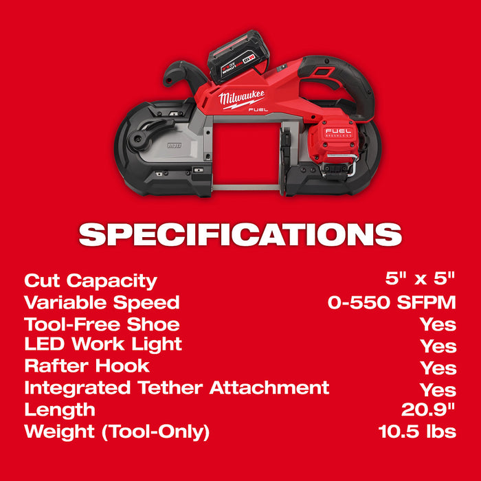 MILWAUKEE M18 FUEL Deep Cut Band Saw Kit + 48-11-1865 FREE