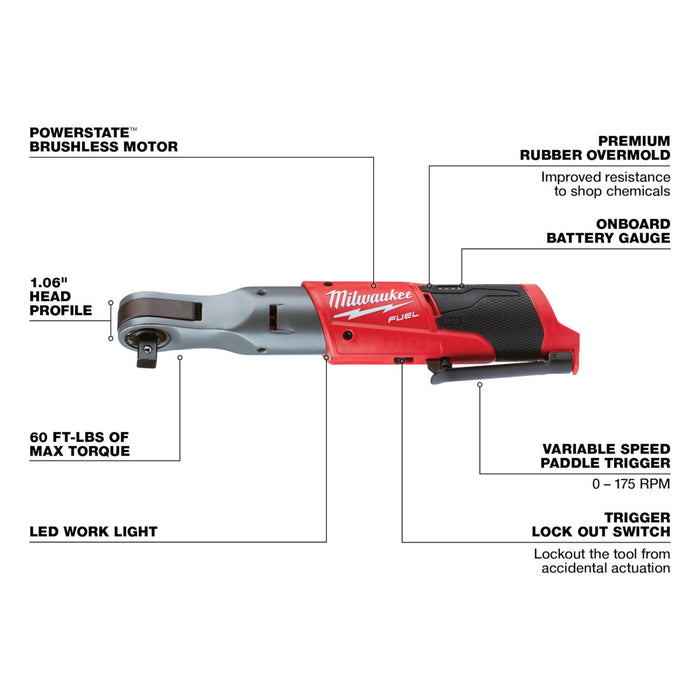 Trinquete MILWAUKEE M12™ FUEL™ de 1/2" (solo herramienta)