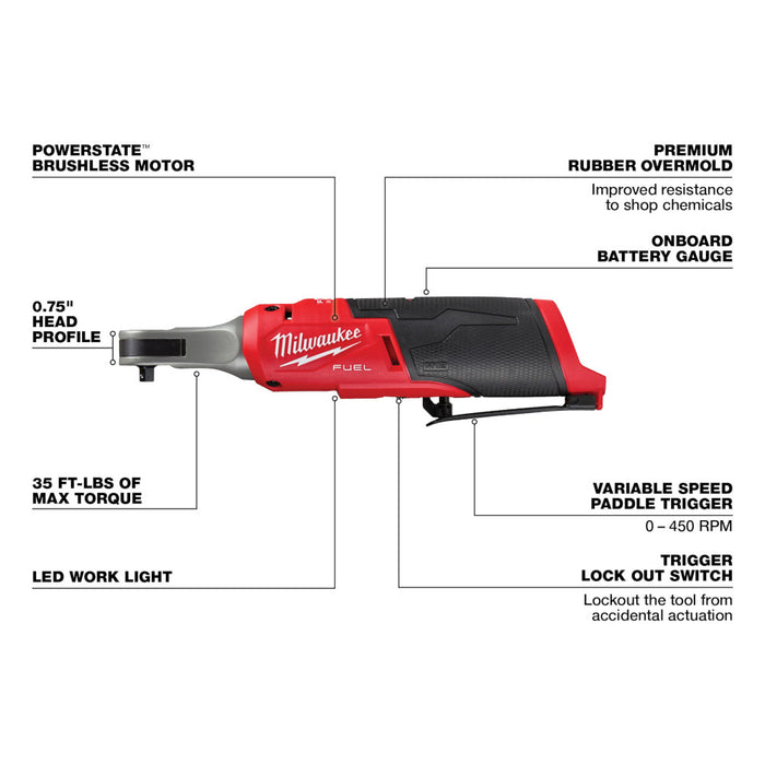 MILWAUKEE M12 FUEL™ 1/4" High Speed Ratchet (Tool Only)