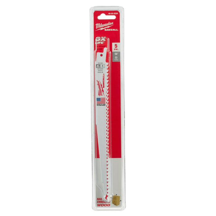 MILWAUKEE 9" 5 TPI SAWZALL® Blade (5 PACK)