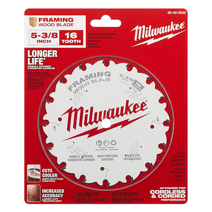 MILWAUKEE 5-3/8" 16T Circular Saw Wood Cutting Blade