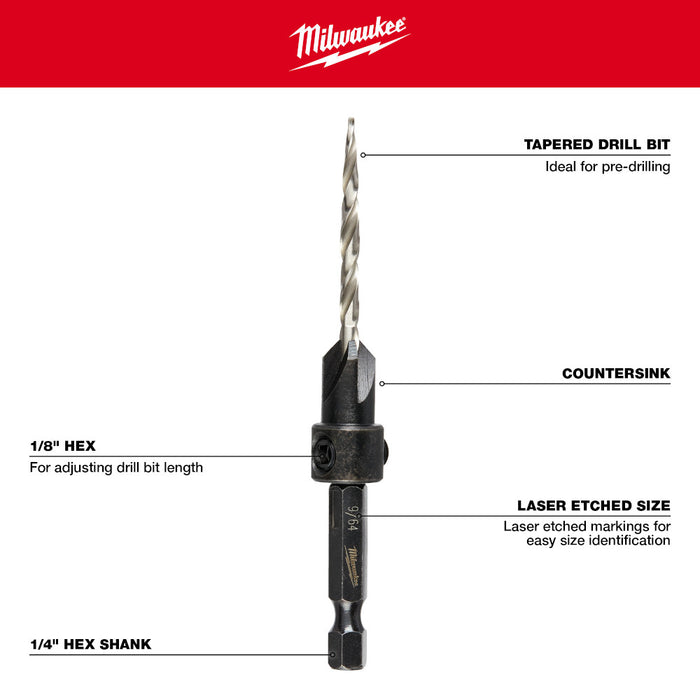 Milwaukee Tools #6 Countersink 9/64 Drill Bit 48-13-5000