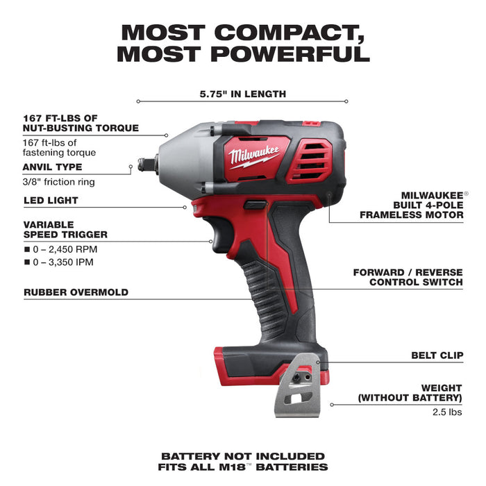 MILWAUKEE M18™ 3/8" Impact Wrench w/ Friction Ring (Tool Only)