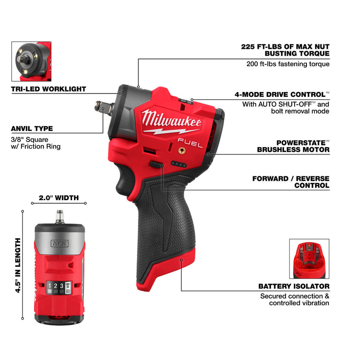 MILWAUKEE M12™ Kit de destornillador de impacto hexagonal de 1/4”