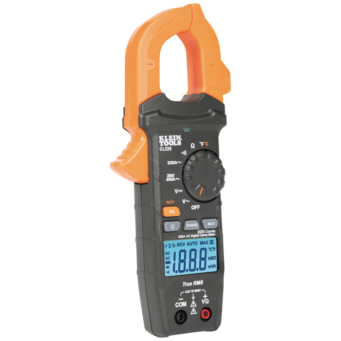 KLEIN TOOLS Digital Clamp Meter, AC Auto-Ranging 400 Amp w/ Temp