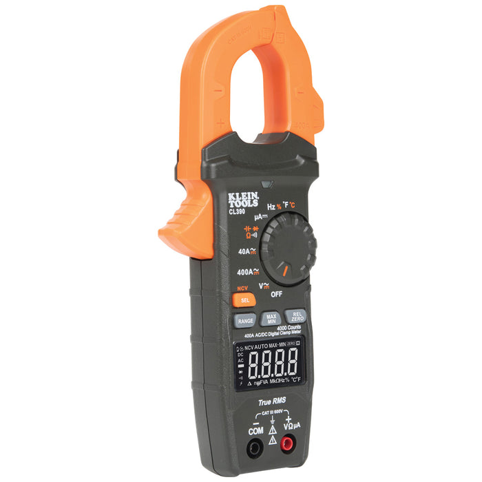KLEIN TOOLS AC/DC Digital Clamp Meter, Auto-Ranging 400 Amp