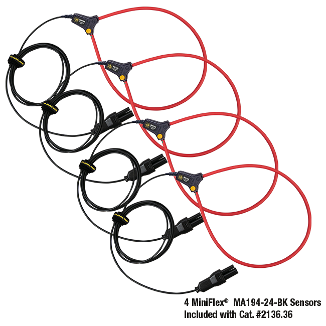 AEMC 2136.36 PowerPad® IV Model 8345 w/4 MA194-24-BK MiniFlex® Sensors