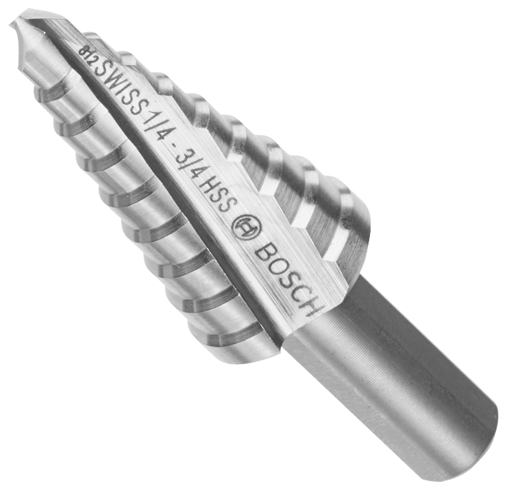 BOSCH 1/4" - 3/4" High-Speed Steel Turbo Step Drill Bit