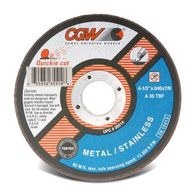 Camel Grinding Wheel 7" x 1/16" x 7/8" Type 1 High-Speed Cut-Off Wheel, ZA36-T-BF Zirconia