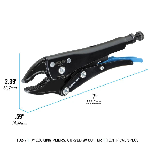 CHANNELLOCK 7" Locking Pliers, Curved Jaw