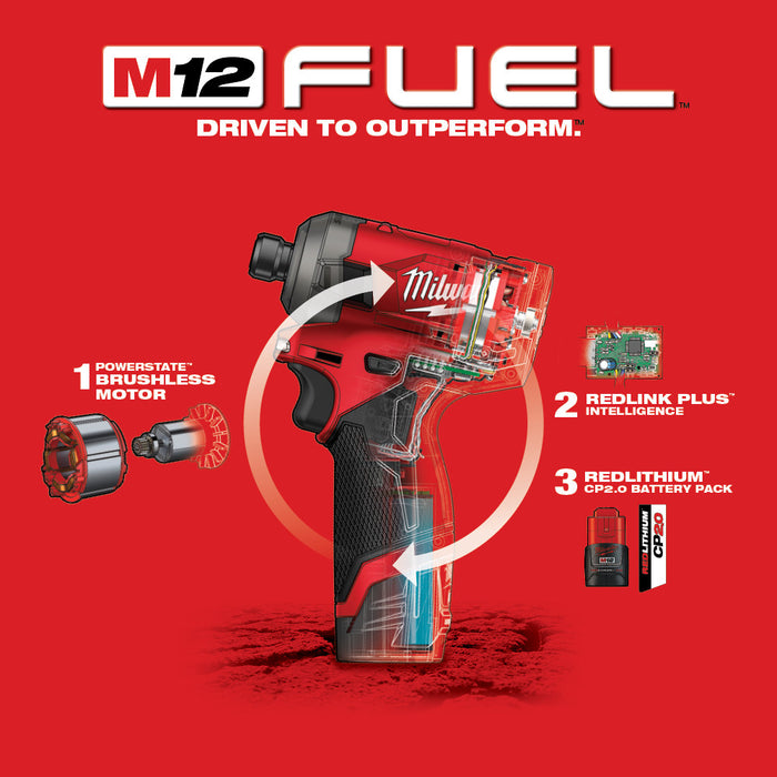 MILWAUKEE M12 FUEL™ SURGE™ Juego de destornillador hidráulico hexagonal de 1/4"