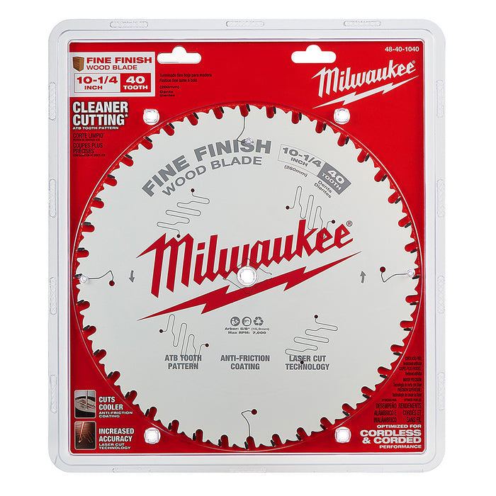 MILWAUKEE 10-1/4" 40T Circular Saw Wood Cutting Blade